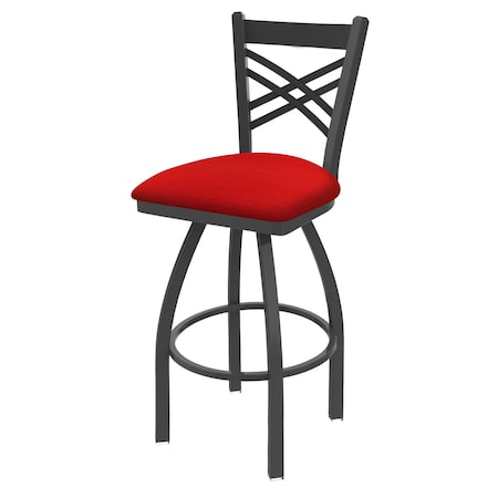30 Swivel Bar Stool,Pewter Finish,Canter Red Seat
